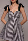 Diagonal Stripe Velvet Bow A Line Mini Dress DR5098