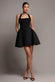 CORSET FIT AND FLARE HALTER NECK SKATER MINI DRESS BY GODDIVA DR5107