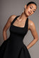 CORSET FIT AND FLARE HALTER NECK SKATER MINI DRESS BY GODDIVA DR5107
