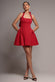 CORSET FIT AND FLARE HALTER NECK SKATER MINI DRESS BY GODDIVA DR5107