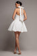 CORSET FIT AND FLARE HALTER NECK SKATER MINI DRESS BY GODDIVA DR5107