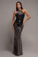OMBRE SEQUIN MOSAIC HALTER NECK MAXI DRESS DR5110