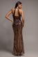 OMBRE SEQUIN MOSAIC HALTER NECK MAXI DRESS DR5110