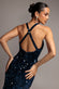 SEQUIN & VELVET V NECK CROSS BACK MAXI DRESS DR5111