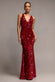 SEQUIN & VELVET V NECK CROSS BACK MAXI DRESS DR5111