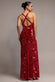 SEQUIN & VELVET V NECK CROSS BACK MAXI DRESS DR5111