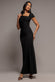 CAP SLEEVE PLEATED ASYMMETRIC MAXI DRESS DR5115