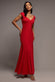 CAPPED SLEEVE V NECK PLEATED FIT & FLARE MAXI DRESS DR5117