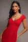 CAPPED SLEEVE V NECK PLEATED FIT & FLARE MAXI DRESS DR5117