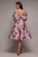 Off Shoulder Floral Bow Back A Line Midi Dress DR5120