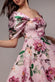 Off Shoulder Floral Bow Back A Line Midi Dress DR5120