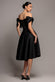 BARDOT PLUNGE NECK BOW SLEEVE A LINE MIDI DRESS BY GODDIVA DR5124
