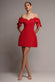 BARDOT PLUNGE NECK BOW SLEEVE SKATER MINI DRESS DR5125