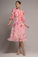 FLORAL PRINT WRAP A LINE MIDI DRESS BY GODDIVA DR5131