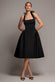 CORSET FIT AND FLARE HALTER NECK MIDI DRESS DR5134