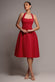 CORSET FIT AND FLARE HALTER NECK MIDI DRESS DR5134