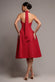 CORSET FIT AND FLARE HALTER NECK MIDI DRESS DR5134