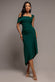 OFF SHOULDER PLEATED WAIST ASYMMETRIC MIDAXI DRESS DR5137