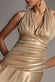 HALTERNECK EMPIRE WAIST GATHERED SUNRISE FOIL MAXI DRESS BY GODDIVA DR5138