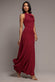 HALTERNECK COWL NECK BACKLESS SCUBA CREPE MAXI DRESS DR5148