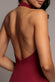 HALTERNECK COWL NECK BACKLESS SCUBA CREPE MAXI DRESS DR5148