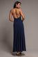 HALTERNECK COWL NECK BACKLESS SCUBA CREPE MAXI DRESS DR5148