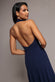 HALTERNECK COWL NECK BACKLESS SCUBA CREPE MAXI DRESS DR5148