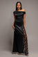 LACE INSERTED ASYMMETRIC ONE SHOULDER SATIN MAXI DRESS DR5152