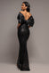 SATIN BOW BACK OFF THE SHOULDER SEQUIN MAXI DRESS DR5160