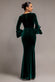 PETAL BOW SLEEVE FRILL VELVET MAXI DRESS DR5164
