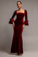 PETAL BOW SLEEVE FRILL VELVET MAXI DRESS DR5164