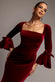 PETAL BOW SLEEVE FRILL VELVET MAXI DRESS DR5164