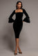 PETAL BOW SLEEVE FRILL VELVET MIDI DRESS DR5165