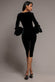 PETAL BOW SLEEVE FRILL VELVET MIDI DRESS DR5165