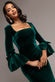 PETAL BOW SLEEVE FRILL VELVET MIDI DRESS DR5165