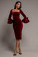PETAL BOW SLEEVE FRILL VELVET MIDI DRESS DR5165