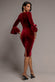 PETAL BOW SLEEVE FRILL VELVET MIDI DRESS DR5165