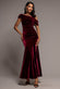 VELVET ONE SHOULDER BARDOT FIT AND FLARE MAXI DRESS DR5166