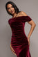 VELVET ONE SHOULDER BARDOT FIT AND FLARE MAXI DRESS DR5166