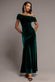 VELVET ONE SHOULDER BARDOT FIT AND FLARE MAXI DRESS DR5166