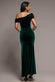 VELVET ONE SHOULDER BARDOT FIT AND FLARE MAXI DRESS DR5166