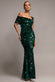 ASYMMETRIC OFF SHOULDER PLEATED WAIST MAXI DRESS DR5171