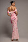PRINTED COWL NECK PLEATED WAIST MAXI DRESS BY GODDIVA DR5186