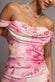 PRINTED COWL NECK PLEATED WAIST MAXI DRESS BY GODDIVA DR5186