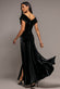 VELVET OFF SHOULDER PLEATED A LINE MAXI DRESS DR5187