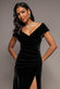 VELVET OFF SHOULDER PLEATED A LINE MAXI DRESS DR5187