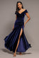VELVET OFF SHOULDER PLEATED A LINE MAXI DRESS DR5187