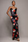 FLORAL PRINT SATIN COWL NECK MAXI DRESS DR5191