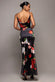 FLORAL PRINT SATIN COWL NECK MAXI DRESS DR5191