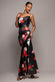 FLORAL PRINT SATIN COWL NECK MAXI DRESS DR5191